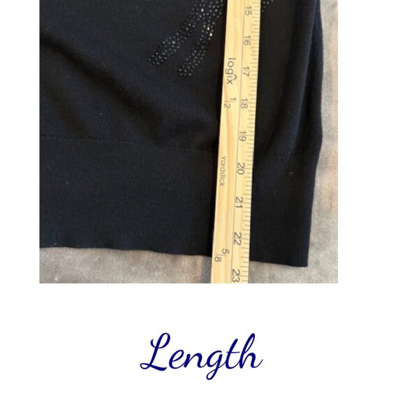 White House Black Market Black Sweater XS Embellished Equestrian Inspired Detail - Picture 6 of 6